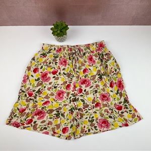 Vintage D.P.S. Red Yellow Brown Floral Cottagecore Casual Shorts Women Large